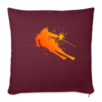 Sports d’hiver Ski Stunt Ski Ski Freestyle - Housse de coussin décorative 45 x 45 cm - bordeaux - Devant