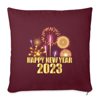 Happy New Year 2023 - Sofa pillowcase 17,3'' x 17,3'' (45 x 45 cm) - burgundy - Front
