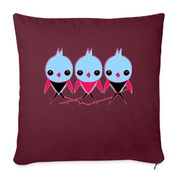3 petits oiseaux - Housse de coussin décorative 45 x 45 cm - bordeaux - Devant