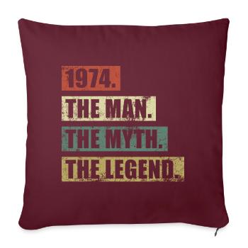 1974 Jahrgang Mann Mythos Legende - Housse de coussin décorative 45 x 45 cm - bordeaux - Devant