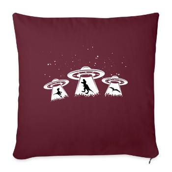 Ufo Alien Dinosaure - Housse de coussin décorative 45 x 45 cm - bordeaux - Devant