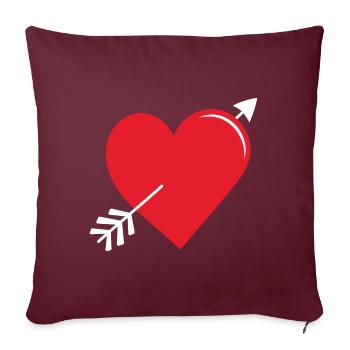 Flèche Coeur Rouge - Housse de coussin décorative 45 x 45 cm - bordeaux - Devant