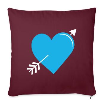 Flèche Coeur Bleu - Housse de coussin décorative 45 x 45 cm - bordeaux - Devant