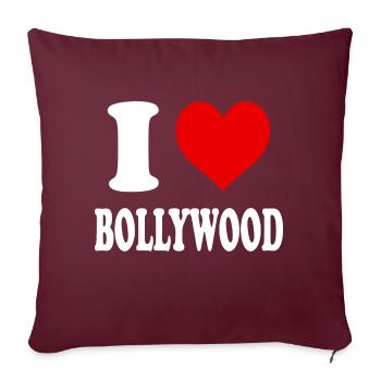 Ich liebe Bollywood, Herz, Lustig, Witzig - Sofakissenbezug 45 x 45 cm - Burgunderrot - Vorne