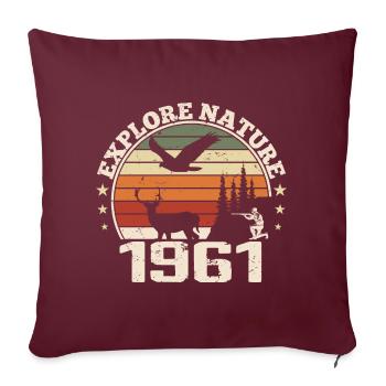 Cadeau Anniversaire 1961 Classique Chasseur 1961 - Housse de coussin décorative 45 x 45 cm - bordeaux - Devant
