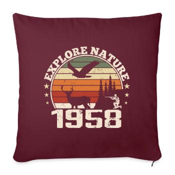 Cadeau Anniversaire 1958 Classique Chasseur 1958 - Housse de coussin décorative 45 x 45 cm - bordeaux - Devant