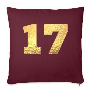 Nummer 17 Gold Glitter - 17. Jahrestag - Sofakissenbezug 45 x 45 cm - Burgunderrot - Vorne