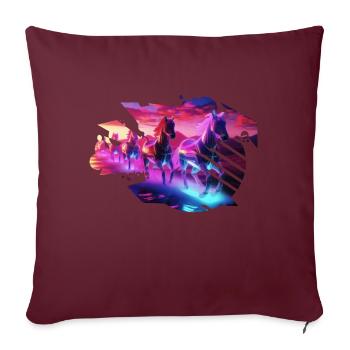 Elektrische Herde - Synthwave Horses - Sofakissenbezug 45 x 45 cm - Burgunderrot - Vorne