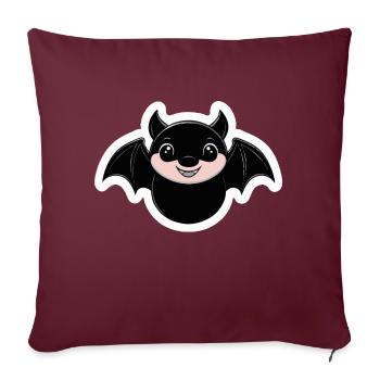 Chauve-souris mignonne - Conception de dessin animé amusante pour Hall - Housse de coussin décorative 45 x 45 cm - bordeaux - Devant