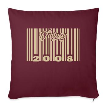 vintage 2008 Code barre 2008: Année 2025. - Housse de coussin décorative 45 x 45 cm - bordeaux - Devant