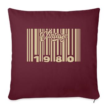 Vintage 1980 Barcode 1980: Year 2025. - Sofa pillowcase 17,3'' x 17,3'' (45 x 45 cm) - burgundy - Front