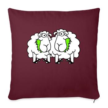 Deux moutons mangent de l’herbe 2 amis Équipe affamée - Housse de coussin décorative 45 x 45 cm - bordeaux - Devant