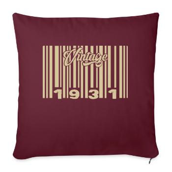 vintage 1931 Code barre 1931: Année 2025. - Housse de coussin décorative 45 x 45 cm - bordeaux - Devant