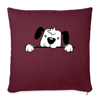 Dog Behind Wall Fence Sign Peeping Happy Cute - Sofa pillowcase 17,3'' x 17,3'' (45 x 45 cm) - burgundy - Front