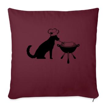 chien, saucisse, grillades, toque de chef, saucisse, chef, faim - Housse de coussin décorative 45 x 45 cm - bordeaux - Devant