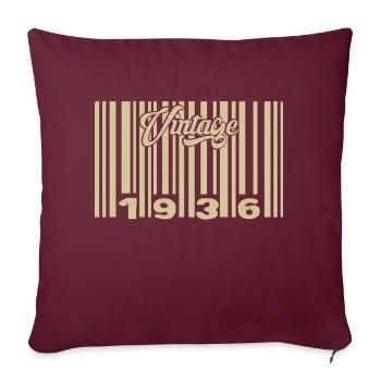vintage 1936 Code barre 1936: Année 2025. - Housse de coussin décorative 45 x 45 cm - bordeaux - Devant