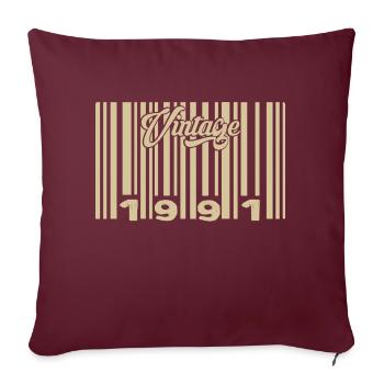 vintage 1991 Code barre 1991: Année 2025. - Housse de coussin décorative 45 x 45 cm - bordeaux - Devant