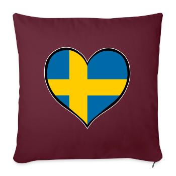 Drapeau du cœur de la Suède - Housse de coussin décorative 45 x 45 cm - bordeaux - Devant