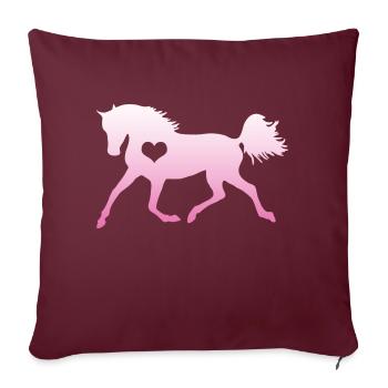 Cheval coeur cheval amoureux équitation fille cadeau - Housse de coussin décorative 45 x 45 cm - bordeaux - Devant