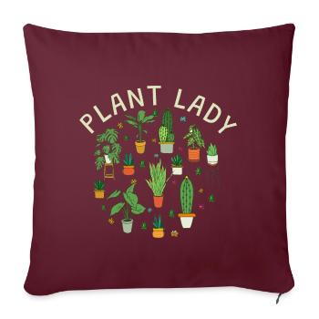 Dame des plantes - Housse de coussin décorative 45 x 45 cm - bordeaux - Devant