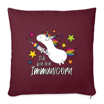 Vacciné Licorne Je suis un immunicorn - Housse de coussin décorative 45 x 45 cm - bordeaux - Devant