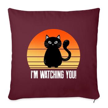 Je suis un chat noir - Housse de coussin décorative 45 x 45 cm - bordeaux - Devant