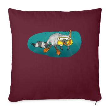 waschbär tauchen schnorcheln diving - Sofakissenbezug 45 x 45 cm - Burgunderrot - Vorne