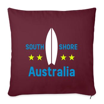 South shore, Australie (planche de surf, étoiles) - Housse de coussin décorative 45 x 45 cm - bordeaux - Devant
