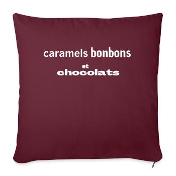 "caramels, bonbons et chocolats" TEE SHIRT - Housse de coussin décorative 45 x 45 cm - bordeaux - Devant