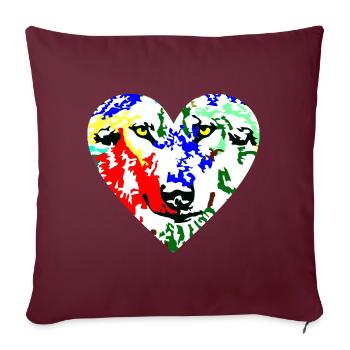 Coeur de Loup coloré - Housse de coussin décorative 45 x 45 cm - bordeaux - Devant