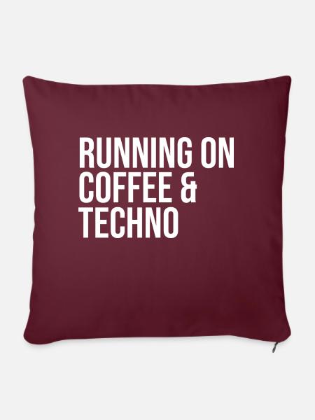Kaffee und Techno - Sofakissenbezug 45 x 45 cm - Burgunderrot