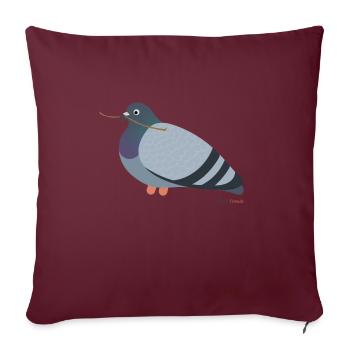 Pigeon avec une branche dans le bec - Housse de coussin décorative 45 x 45 cm - bordeaux - Devant