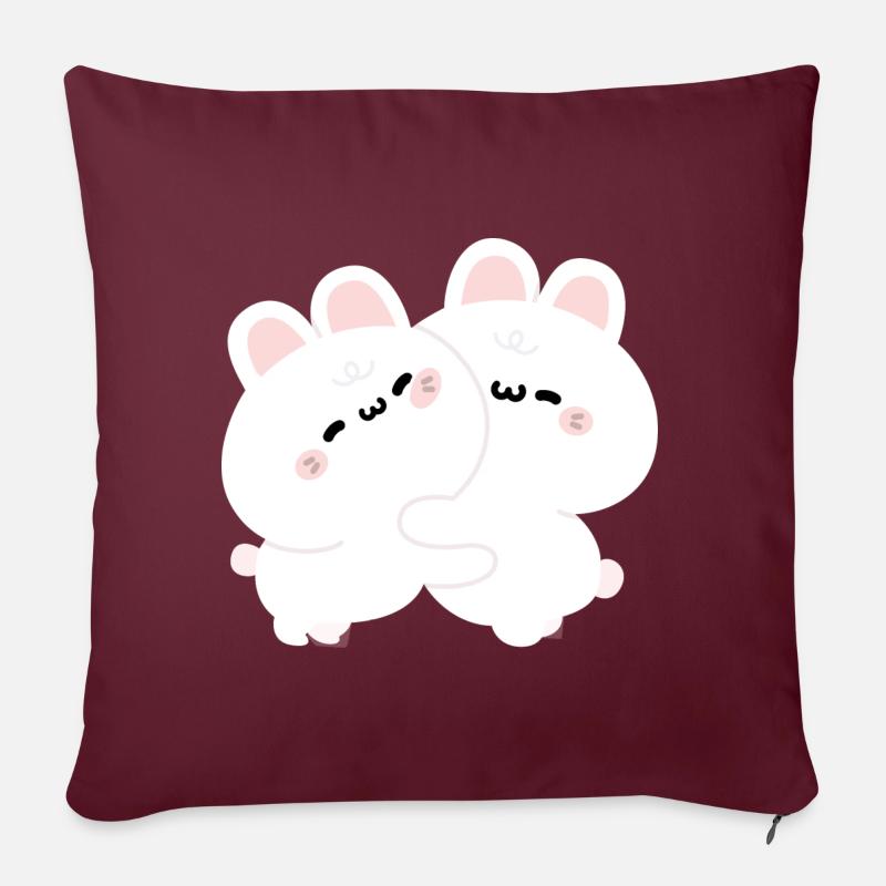 Amour du lapin - Housse de coussin décorative 45 x 45 cm - bordeaux
