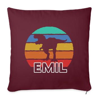 EMIL - Beau prénom de garçon avec dinosaure - Housse de coussin décorative 45 x 45 cm - bordeaux - Devant