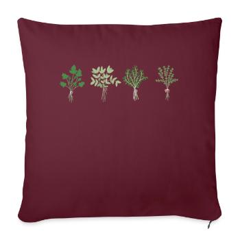 Persil, sauge, romarin et thym - Housse de coussin décorative 45 x 45 cm - bordeaux - Devant