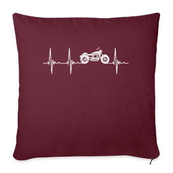 Moto Motard MotoCycliste Chopper Heartbeat - Housse de coussin décorative 45 x 45 cm - bordeaux - Devant