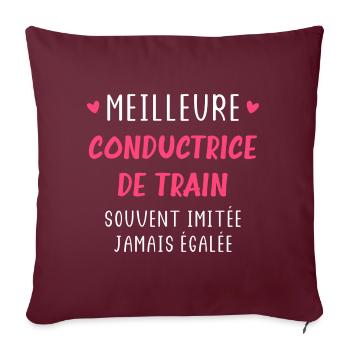 Meilleure conductrice de train - Housse de coussin décorative 45 x 45 cm - bordeaux - Devant