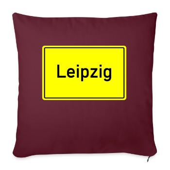 ortsschild leipzig - Sofakissenbezug 45 x 45 cm - Burgunderrot - Vorne