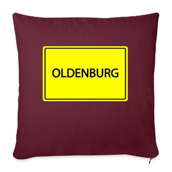 Panneau de la ville d’Oldenburg - Housse de coussin décorative 45 x 45 cm - bordeaux - Devant
