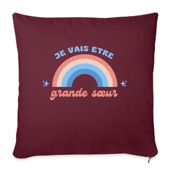 je vais etre grande sœur - Housse de coussin décorative 45 x 45 cm - bordeaux - Devant