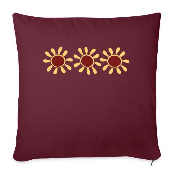 Drei Kleine Sonnenblumen Reihe Sonnen Blume Muster - Sofakissenbezug 45 x 45 cm - Burgunderrot - Vorne