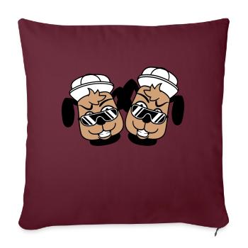 2 DJ chiens lunettes de soleil adolescent casquette casquette équipe - Housse de coussin décorative 45 x 45 cm - bordeaux - Devant