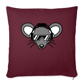 Mouse Sunglasses Cool Headphones Party Music Listening - Sofa pillowcase 17,3'' x 17,3'' (45 x 45 cm) - burgundy - Front