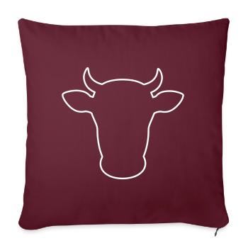 Icône de vache tête de vache - Housse de coussin décorative 45 x 45 cm - bordeaux - Devant
