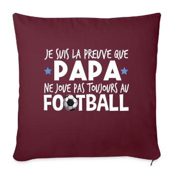 Football Footballeur Bébé Papa Enfant Cadeau - Housse de coussin décorative 45 x 45 cm - bordeaux - Devant