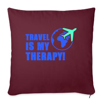 travel is my therapy - Sofakissenbezug 45 x 45 cm - Burgunderrot - Vorne