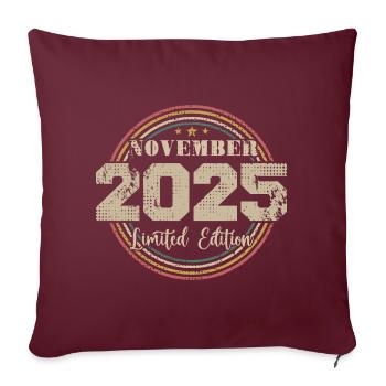 Cadeau D'anniversaire, Vintage Né En Novembre 2025 - Housse de coussin décorative 45 x 45 cm - bordeaux - Devant