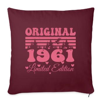 Cadeau 63e Anniversaire 1961 Femme | Né en 1961 - Housse de coussin décorative 45 x 45 cm - bordeaux - Devant