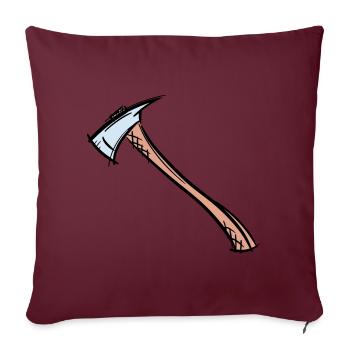 Dessin de hache / hache de pompier. Pompier. - Housse de coussin décorative 45 x 45 cm - bordeaux - Devant