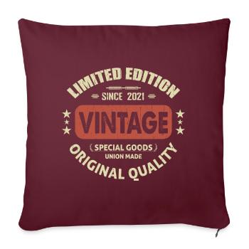 Vintage 2021 Cadeau D'anniversaire 2021 Retro 2021 - Housse de coussin décorative 45 x 45 cm - bordeaux - Devant